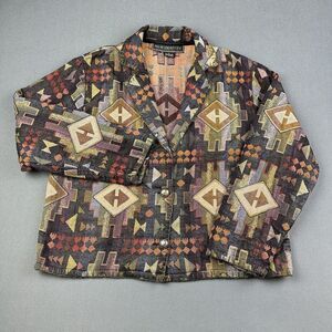 Vintage New Identity Blazer Jacket Womens L Southwestern Aztec Tapestry Cropped*